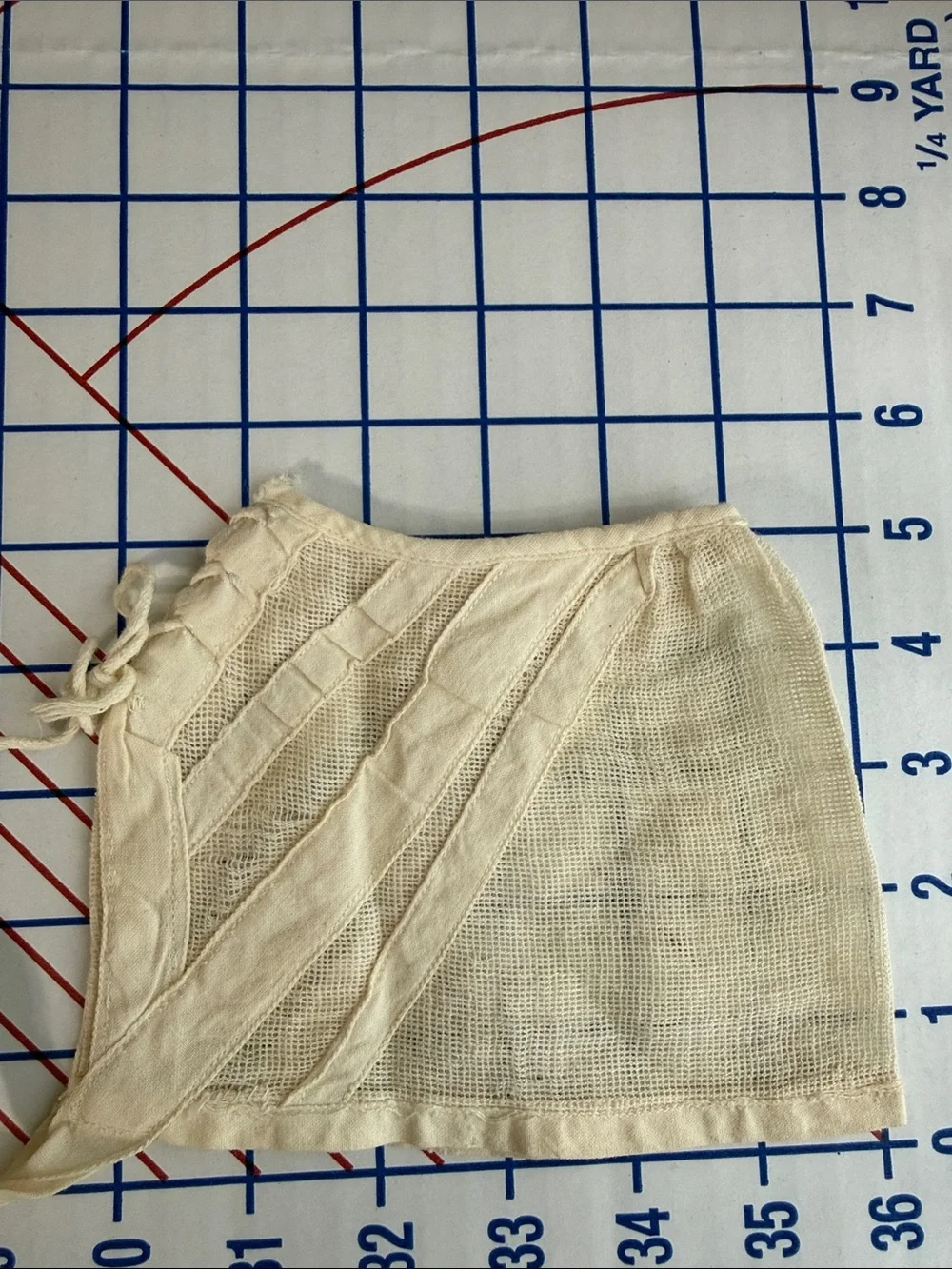 Antique c1900 Infant Baby Bonnet Cap Cotton Net Lace-Up Heirloom Sewing Study